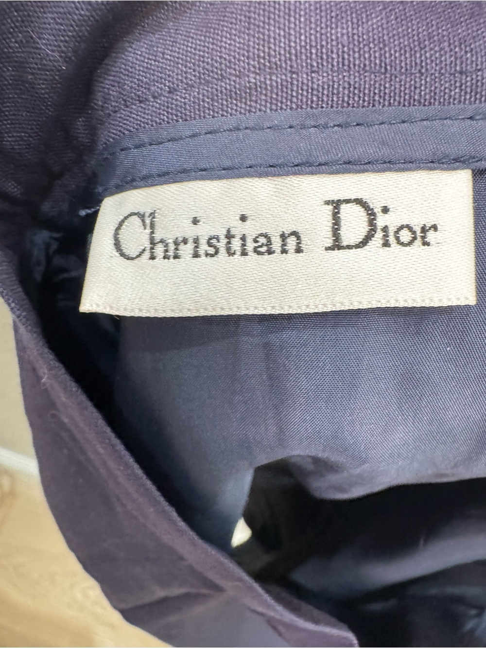 Vintage Christian Dior Navy Blue Midi Pencil Skirt Size 10 High Waist Made USA - Picture 2 of 13
